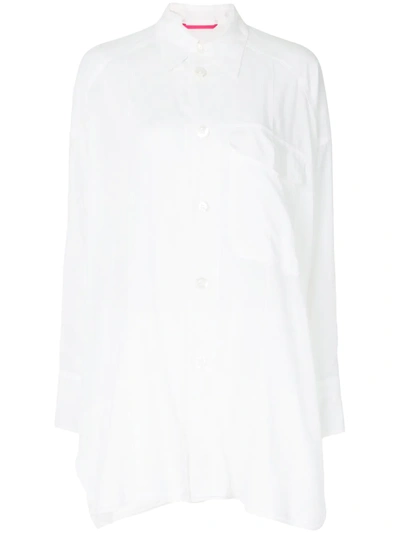 Y's Long-line Semi-sheer Shirt In White