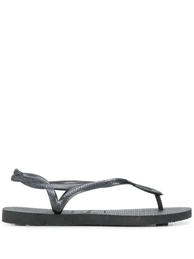 Havaianas Logo Detail Slides In Black