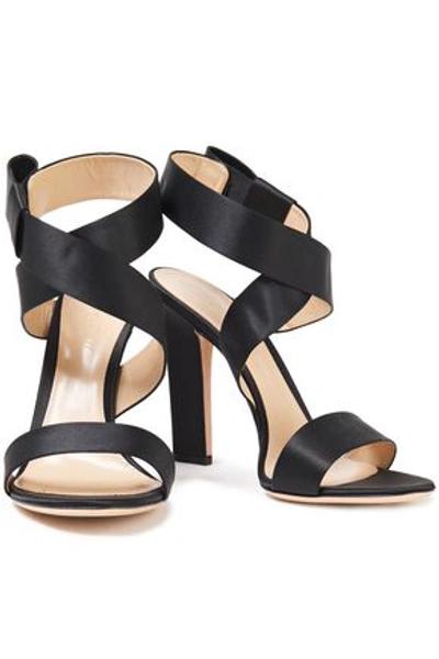 Gianvito Rossi Rae Bow-embellished Silk-satin Sandals In Black