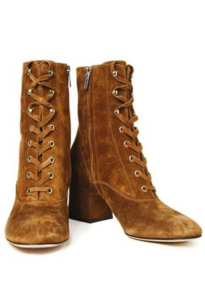 Gianvito Rossi Lace-up Suede Ankle Boots In Brown