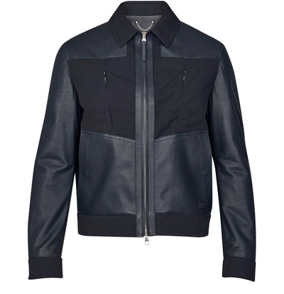 Louis Vuitton Mixed Leather Jacket In Navy
