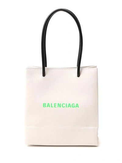 Balenciaga Shopping Tote North-south Xxs In Whitegreen