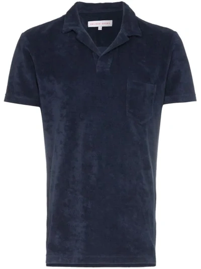 Orlebar Brown Terry Towel Short-sleeve Polo Shirt, Navy In Blue