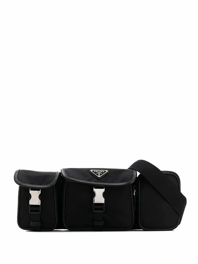 Prada Triple Pocket Belt Bag In Black