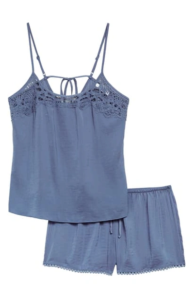 In Bloom By Jonquil Only Sleeping Short Satin Pajamas In Storm Blue