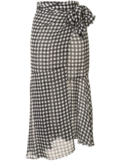 Silvia Tcherassi Gingham Asymmetric Skirt In Black