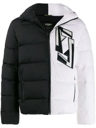 Fendi Ff Appliqué Padded Jacket In White