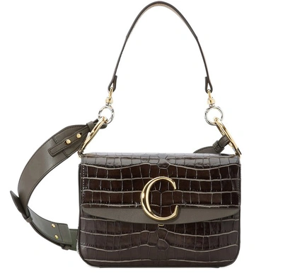 Chloé Small  C Double Carry Bag In Profound Brown