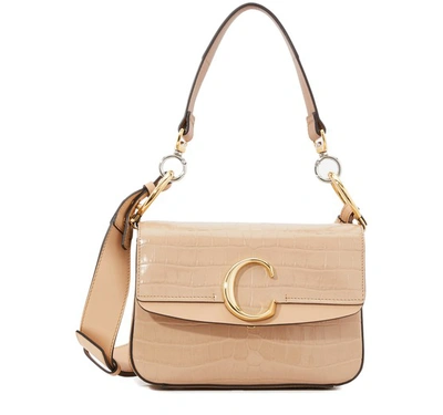 Chloé Small  C Double Carry Bag In Nut