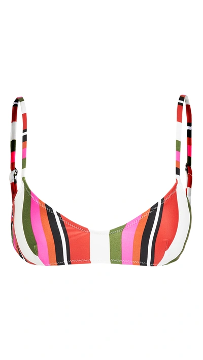 Solid & Striped The Cora Striped Bikini Top In Watermelon Stripe