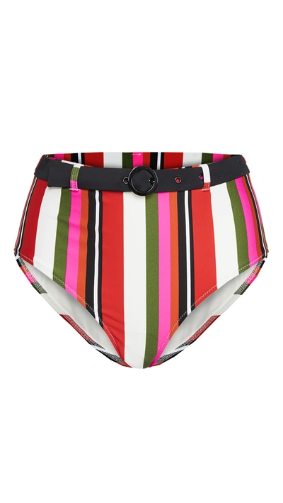 Solid & Striped Women's The Cora Striped Belted Bikini Bottom In Watermelon Stripe