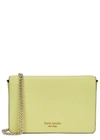 Kate Spade Spencer Black Leather Wallet-on-chain In Lime