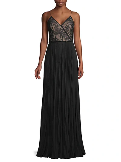 Jason Wu Collection Water Lace Spaghetti-strap Gown In Black