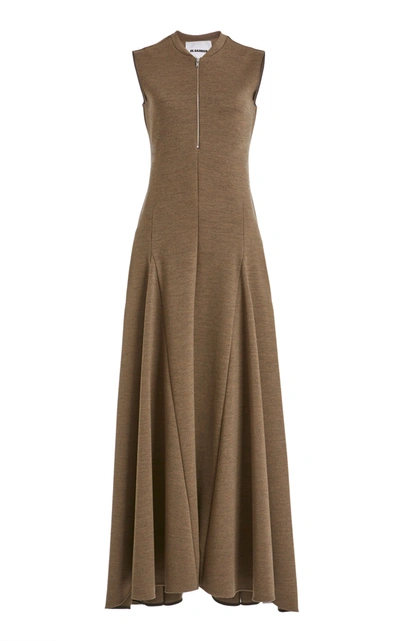 Jil Sander Women's Nicole Zip-detailed Wool Maxi Dress In Brown