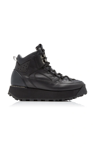 Acne Studios Women's Bertrand Platform Leather Hiking Boots In Black,white