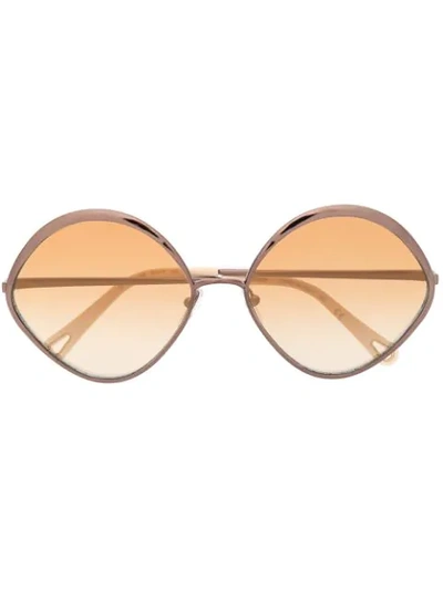 Chloé Round Frame Sunglasses In Brown