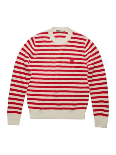 Acne Studios Striped Wool Sweater, Red And White