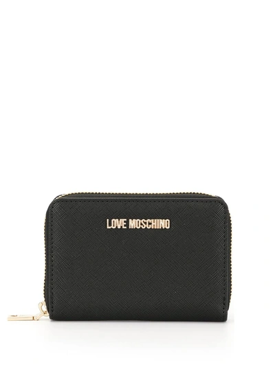 Love Moschino Logo-plaque Zip-around Wallet In Black