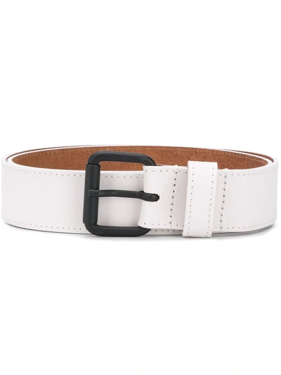 Diesel Leather Belt With Contrast Buckle In White