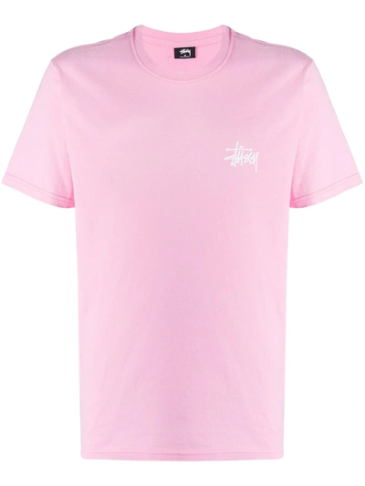 Stussy Round-neck Logo T-shirt In Pink