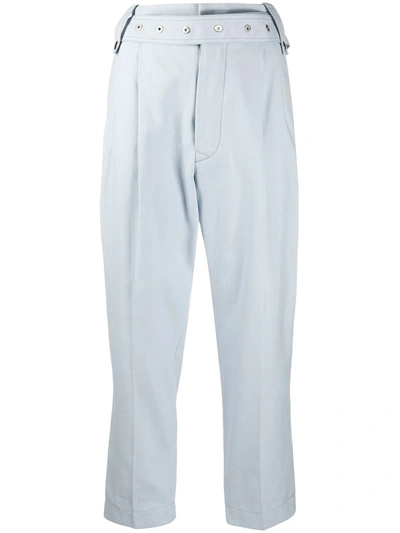 Mrz Belted-waist Tapered Trousers In Blue