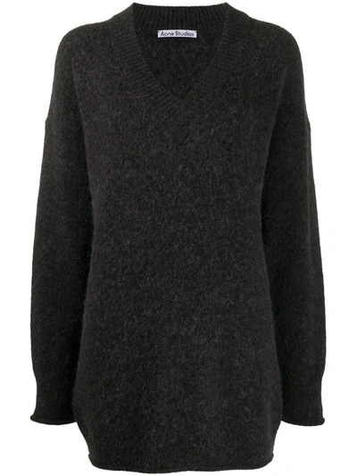 Acne Studios Oversized V-neck Sweater Washed Black