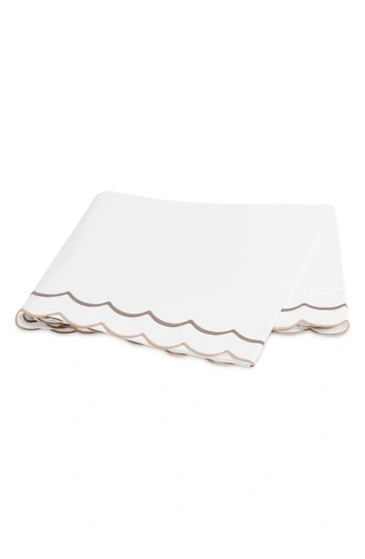 Matouk India Scallop 350 Thread Count Flat Sheet In Driftwood