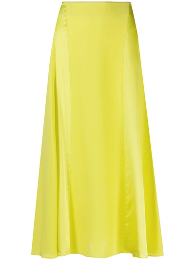 Rag & Bone Lucille Silk Charmeuse Midi Slip Skirt In Lime Green