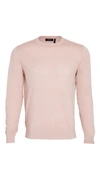 Theory Regal Wool Crewneck Sweater In Pink