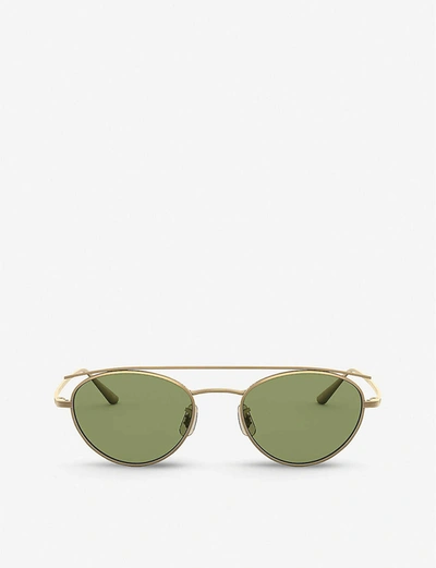 Oliver Peoples Ov1258st 49 Hightree Titanium Oval-frame Sunglasses In Gold