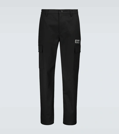 Valentino Stretch Cotton Slim Cargo Pants In Black