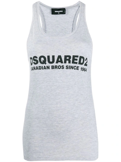 Dsquared2 Logo Print Cotton Blend Tank Top In Grey
