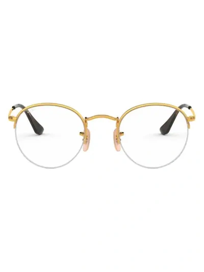 Ray Ban Round Gaze Eyeglasses Gold Frame Clear Lenses 51-22