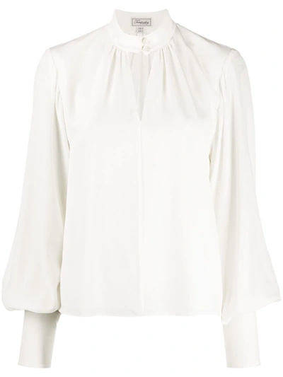 Temperley London Silk Balloon Sleeve Blouse In White