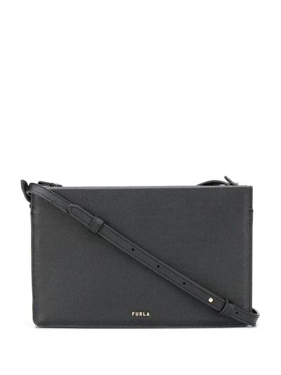 Furla Textured Branded Clutch In Black