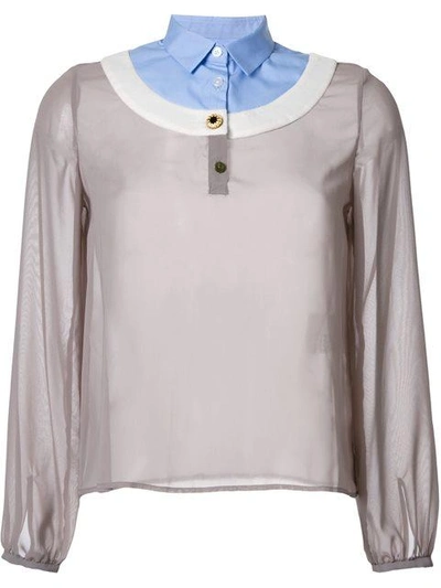 Kolor Contrast Neck Blouse - Grey