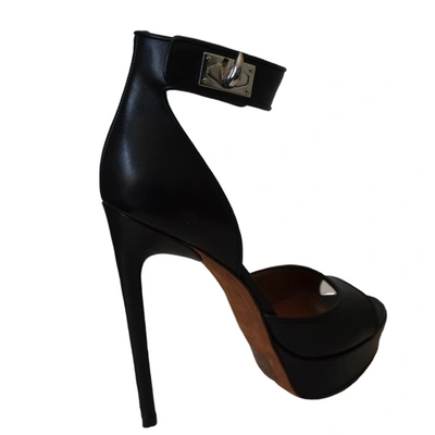 Pre-owned Givenchy Black Calf Leather Shark Tooth Ankle Strap Open Toe Platform Sandals Size 38
