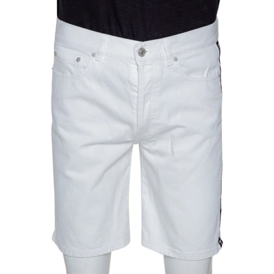 Pre-owned Givenchy White Denim Contrast Logo Tape Detail Shorts M