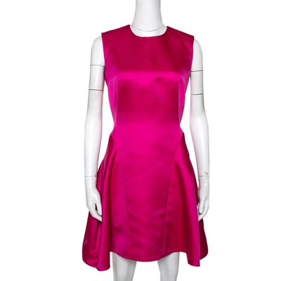 Pre-owned Mcq By Alexander Mcqueen Pink Satin Gather Back Detail Cocktail Dress S