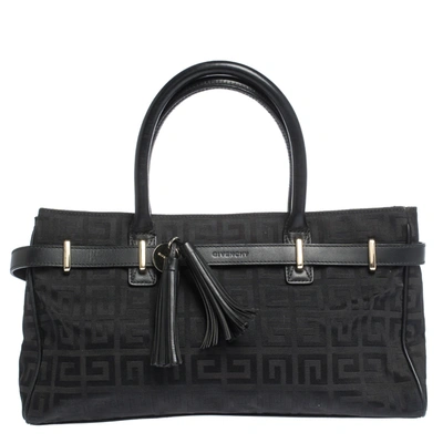 Pre-owned Givenchy Black Monogram Canvas And Leather Tassel Tote