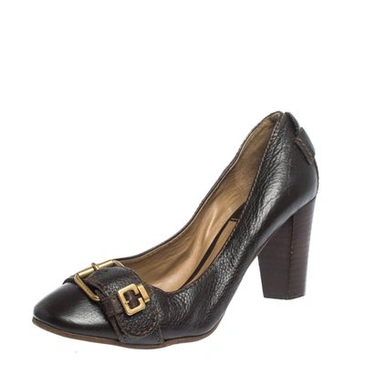 Pre-owned Chloé Brown Leather Buckle Detail Pumps Size 37