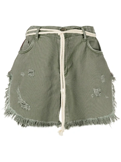 One Teaspoon Cotton Frankies Cut-off Shorts In Green