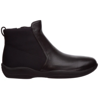 Prada Women's Leather Ankle Boots Booties In Nero