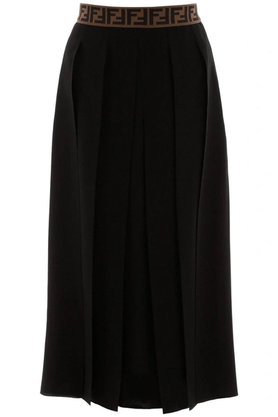 Fendi Crepe De Chine Skirt In Black