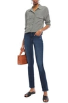 7 For All Mankind Kimmie Straight Distressed Faded Mid-rise Slim-leg Jeans In Luxe Love Story