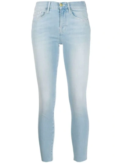 Frame Le Skinny De Jeanne Crop Faded Mid-rise Skinny Jeans In Blue