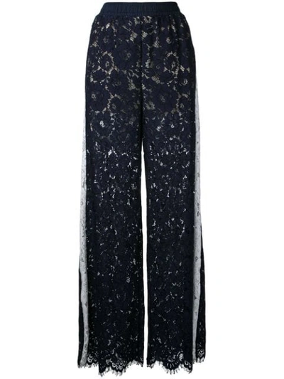 Goen J Embroidered Stripe Detail Palazzo Pants In Black