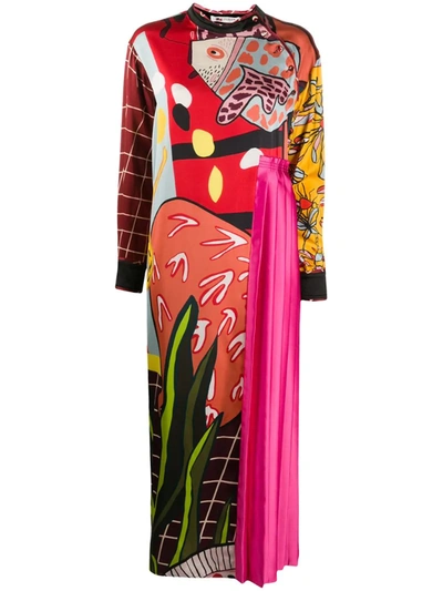 Ports 1961 Contrast Panel Long Dress In Pink