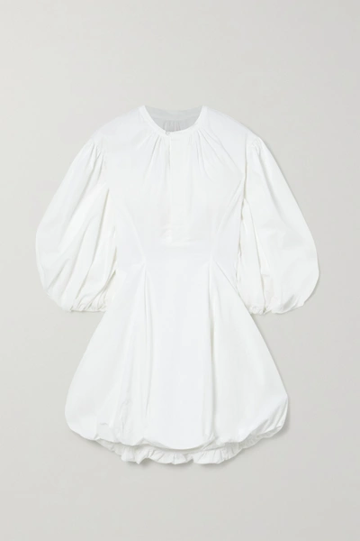 Bassike Gathered Cotton-poplin Mini Dress In White