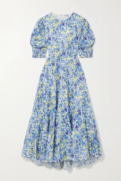 Rixo London Agyness Cutout Tiered Floral-print Fil Coupé Cotton Maxi Dress In Sky Blue